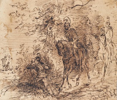 Mounted Soldiers Observing Three Other Soldiers by Leopold Blonder