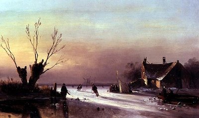 An Evening Scene on Ice by Nicholas Jan Roosenboom
