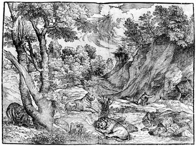 Large Landscape with St Jerome, 1937 by Nicolò Boldrini