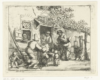 Two Street Musicians in Front of a House by Nicolaas Albrecht