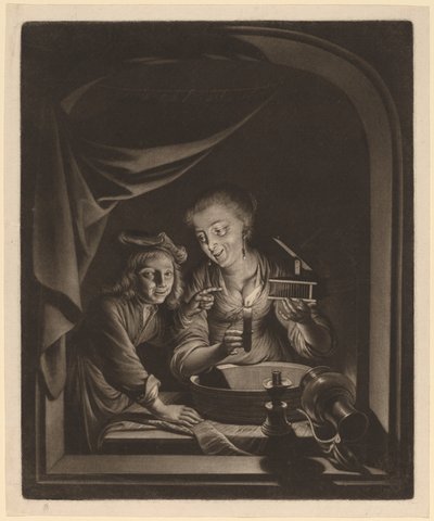 Maid with a Mousetrap by Nicolaas Verkolje after Gerrit Dou