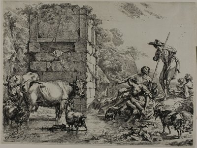 Cow Drinking by Nicolaes Berchem