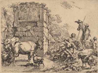 Cow Drinking by Nicolaes Berchem