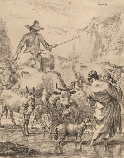 Herd Crossing the Brook by Nicolaes Berchem