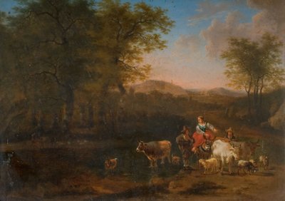 Pastoral Landscape With Figures by Nicolaes Berchem