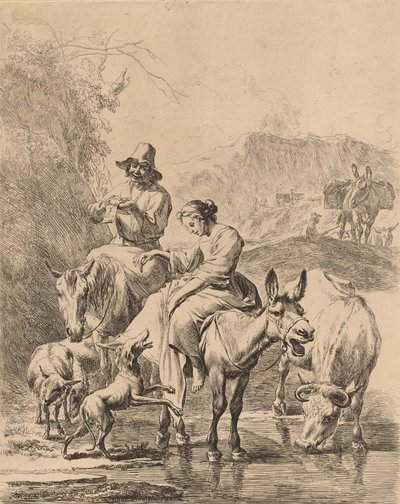Shepherdess on a Donkey by Nicolaes Berchem