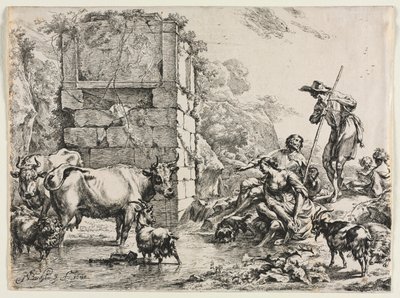 The Cow Drinking by Nicolaes Berchem