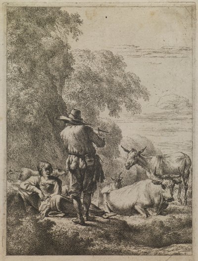 The Shepherd Playing the Flute by Nicolaes Berchem