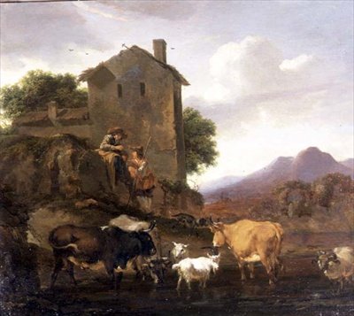 Herdsmen with Cattle and Goats by Nicolaes Pietersz. Berchem