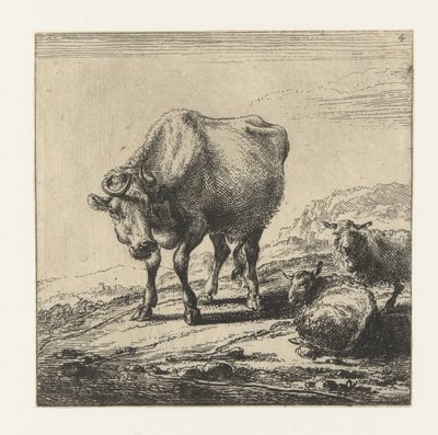 Cow and Two Sheep (Cows series) by Nicolaes Pietersz Berchem