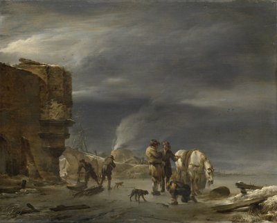 On the Ice near a Town by Nicolaes Pietersz Berchem