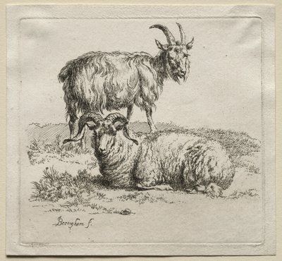 Ram and Goat by Nicolaes Pietersz. Berchem