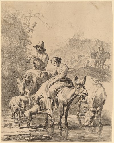 Shepherdess on a Donkey by Nicolaes Pietersz Berchem