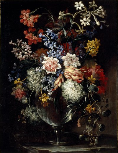 Flowers in a Vase on a Ledge by Nicolas Baudesson