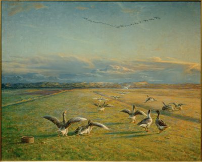 Autumn Migration. Wild Geese and Domestic Geese by Niels Pedersen Mols