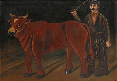 Farmer with Bull by Niko Pirosmani
