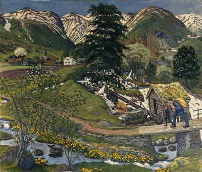 Kvennagong and Jølster farm by Nikolai Astrup