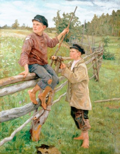 Boys in a Landscape by Nikolai P. Bogdanow Bjelski