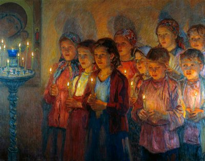 In the Church by Nikolai Petrovich Bogdanov Belsky