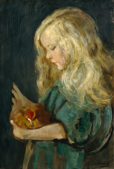 Girl with Hen by Oda Krohg