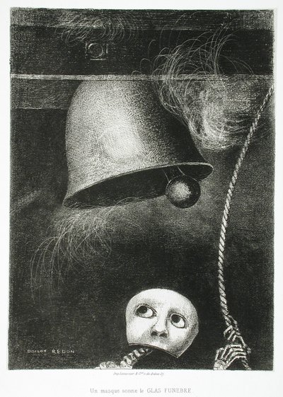 A Mask Sounds the Death Knell by Odilon Redon