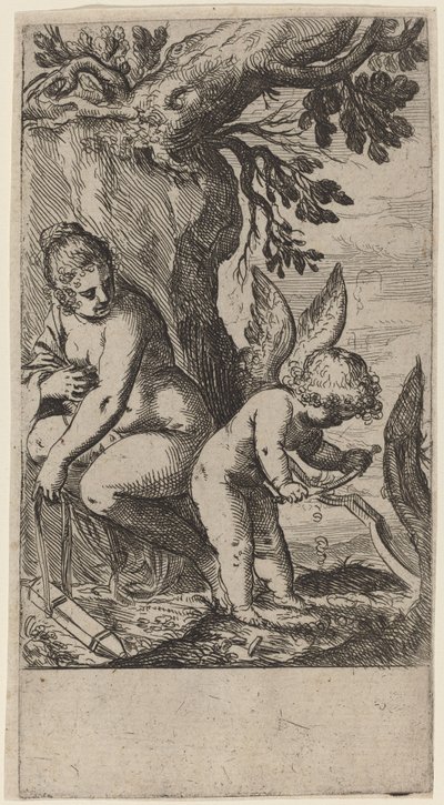 Venus with Cupid Whittling His Bow by Odoardo Fialetti