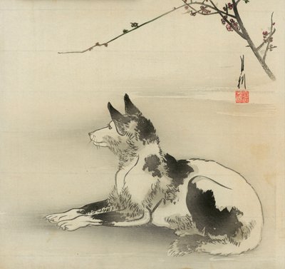 Black and white dog by Ogata Gekko