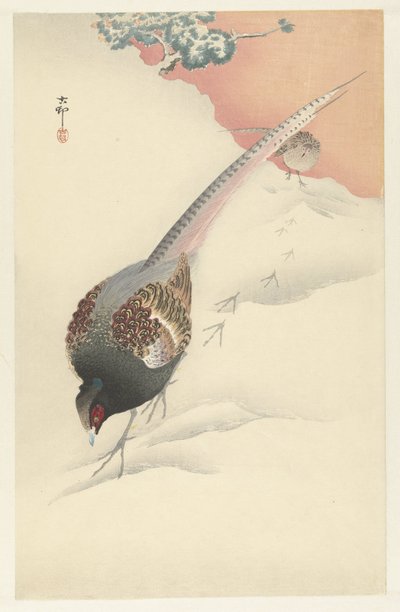 Pair of Pheasants in the Snow by Ohara Koson