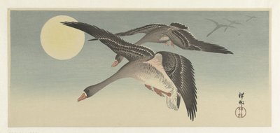 Geese by Full Moon by Ohara Koson