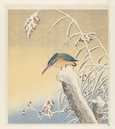 Kingfisher in the Snow by Ohara Koson