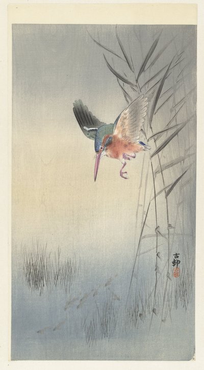 Kingfisher Hunting for Fish by Ohara Koson