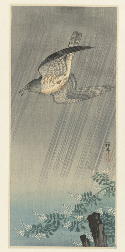 Cuckoo in Storm by Ohara Koson