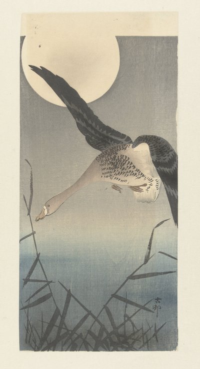 Barnacle Goose by Full Moon by Ohara Koson