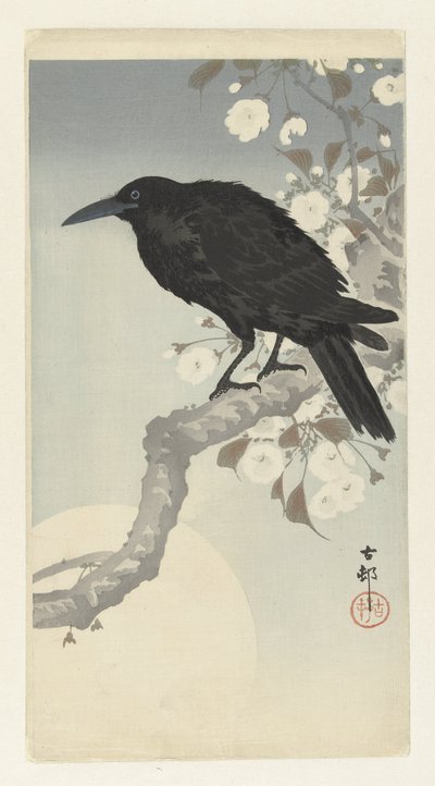 Crow by Full Moon by Ohara Koson