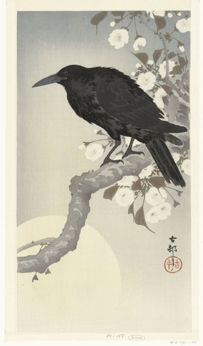 Crow by Full Moon by Ohara Koson