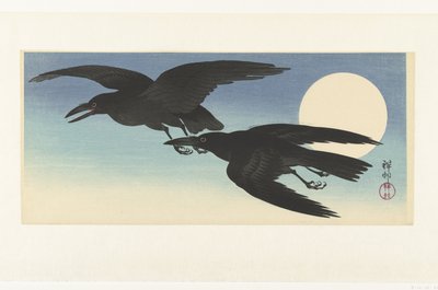 Crows at Full Moon by Ohara Koson