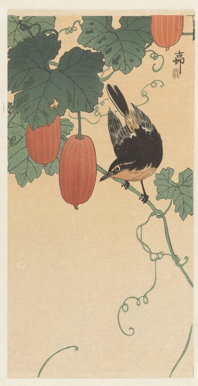 Bird and Persimmon by Ohara Koson
