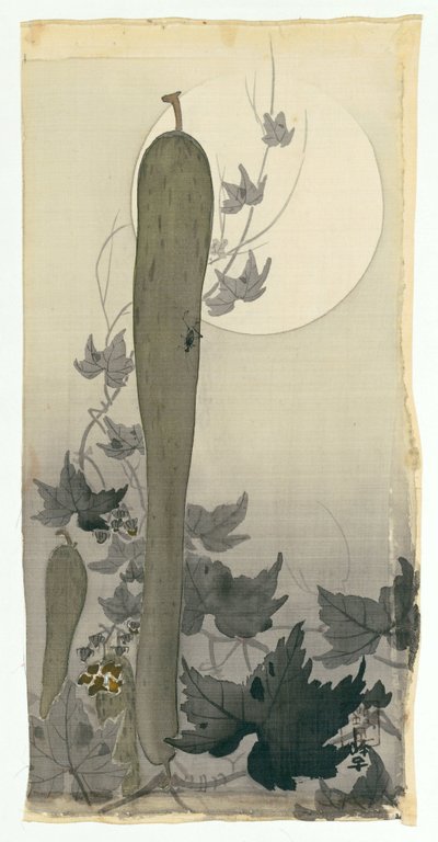 Wild cucumber with full moon by Ohara Koson