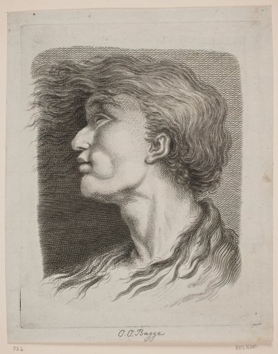 Portrait of a Man with Flowing Hair by Oluf Olufsen Bagge