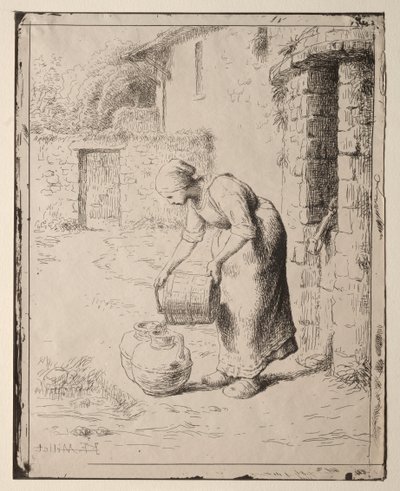 A Woman Emptying a Bucket by Orazio Borgianni