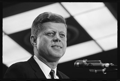 John F. Kennedy gives a speech by Orlando Suero