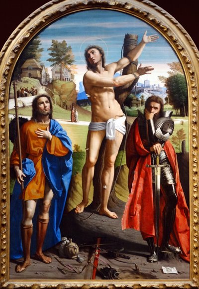 Saints Sebastian, Roch and Demetrius by Ortolano