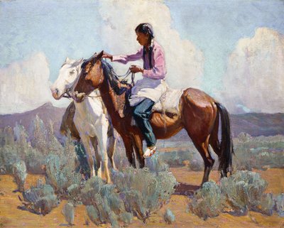 Indian on Horseback by Oscar Edward Berninghaus