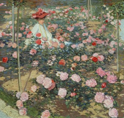Mrs. Ojetti in the Rose Garden by Oscar Ghiglia