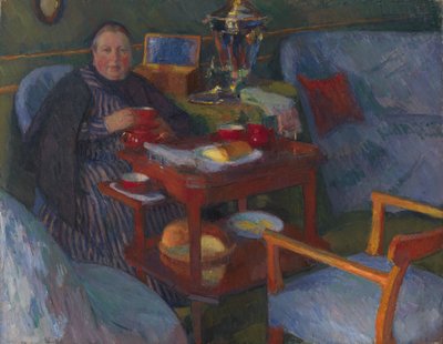Woman Drinking Tea by Osip Emmanuilovich Braz
