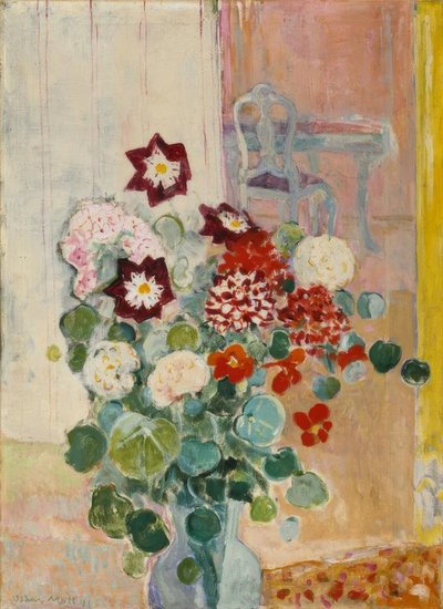 Bouquet with Dahlias and Nasturtiums by Oskar Moll