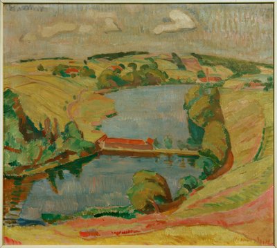 Landscape near Ebersberg with Lake by Oskar Moll