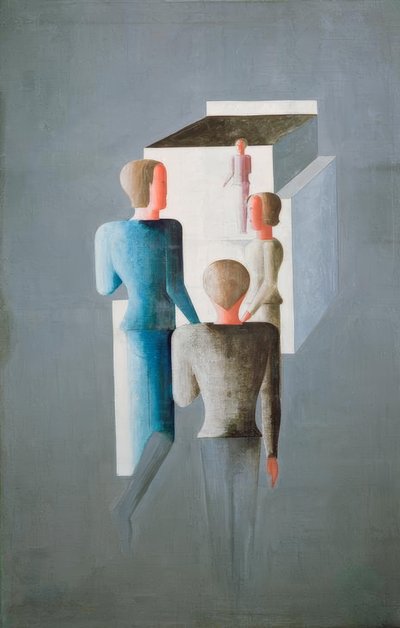 Four Figures and Cube by Oskar Schlemmer