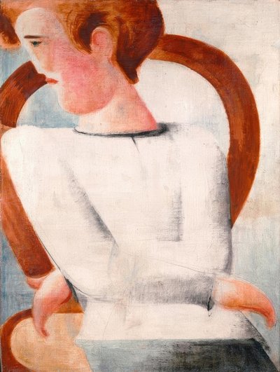 White Youth on Curved Chair by Oskar Schlemmer