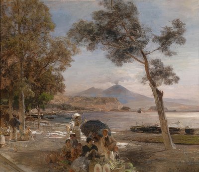 Evening Mood at the Gulf of Naples. 1888 by Oswald Achenbach